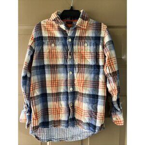 GAP Kids Shirt Boys SIze S Flannel Lined Long Sleeve Button Front Blue Plaid